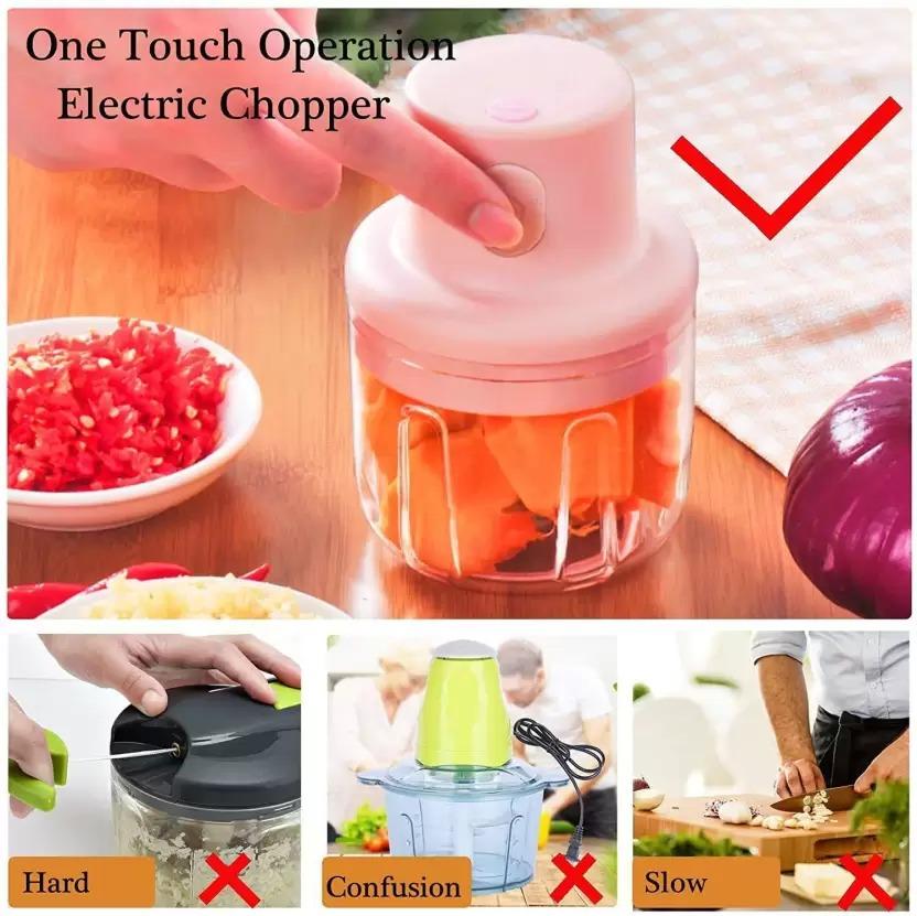 KolorFish 🥫Electric Mini Garlic Chopper🍱 250ml Electric Vegetable Chopper🫗
